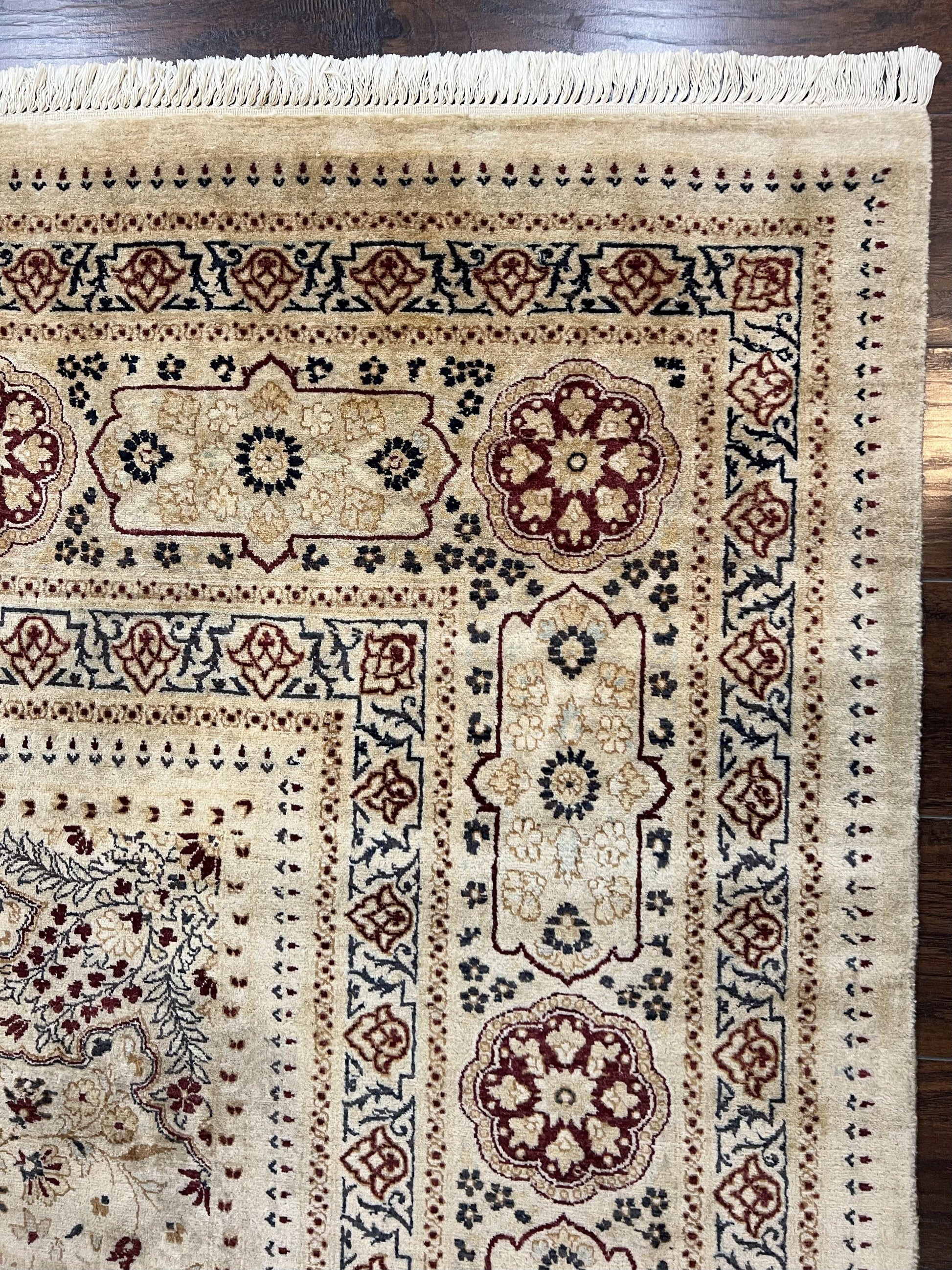 Pak Persian Rug 9x11, Very Fine Hand Knotted Oriental Carpet, Haji Jalili Design, Ivory/Cream, Wool Handmade Room Sized Rug 9 x 11 ft, Nice - Nuvé