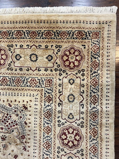 Pak Persian Rug 9x11, Very Fine Hand Knotted Oriental Carpet, Haji Jalili Design, Ivory/Cream, Wool Handmade Room Sized Rug 9 x 11 ft, Nice - Nuvé
