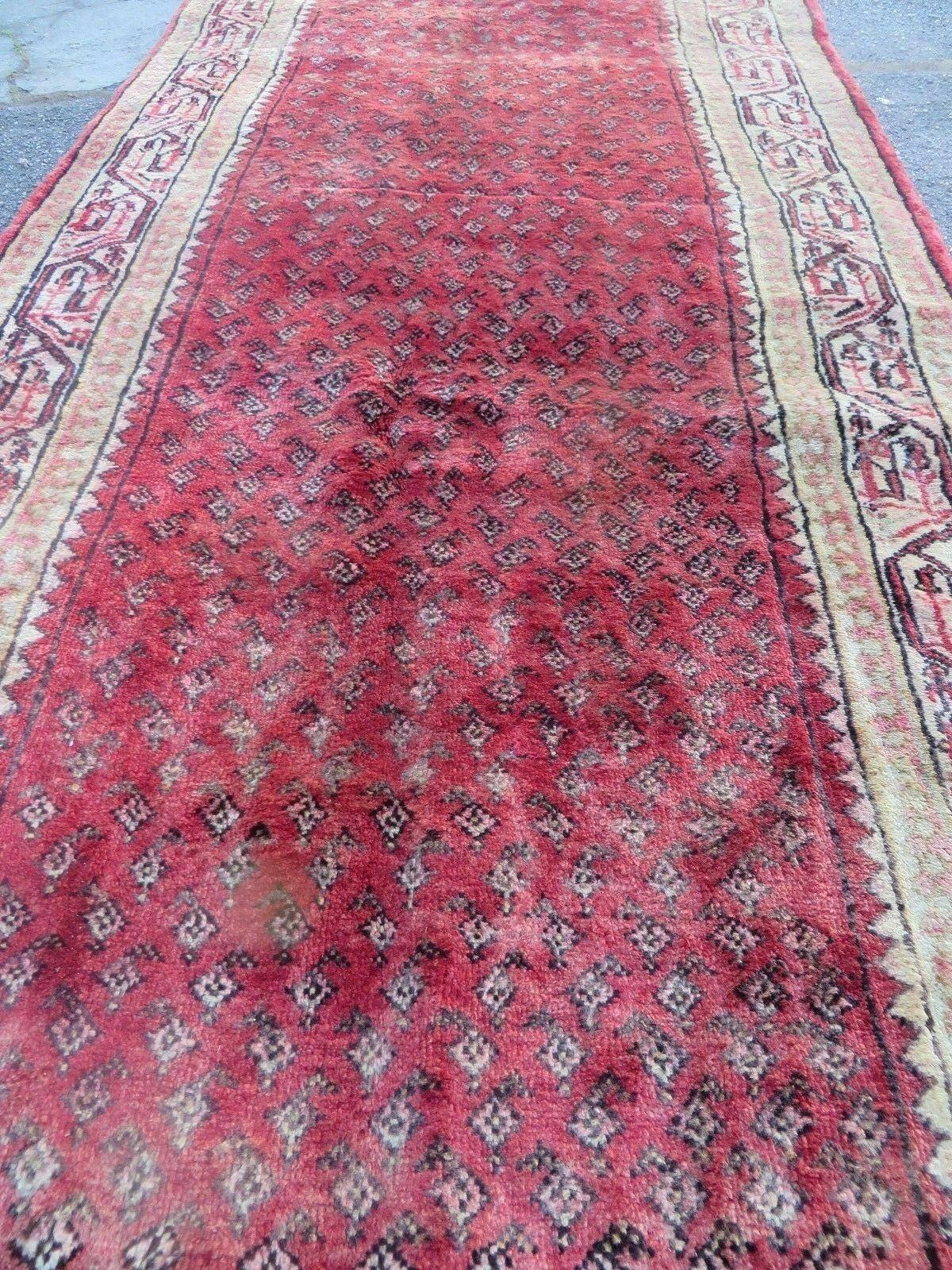 3'7"X 10' Antique Handmade India Oriental Paisley Wool Runner Rug Vegy # 31 - Nuvé