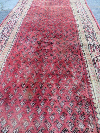3'7"X 10' Antique Handmade India Oriental Paisley Wool Runner Rug Vegy # 31 - Nuvé