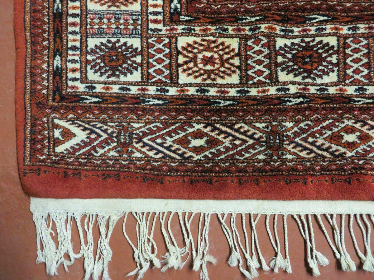 7' X 9' Vintage Handmade Bokhara Turkoman Pakistan Wool Rug Carpet Nice