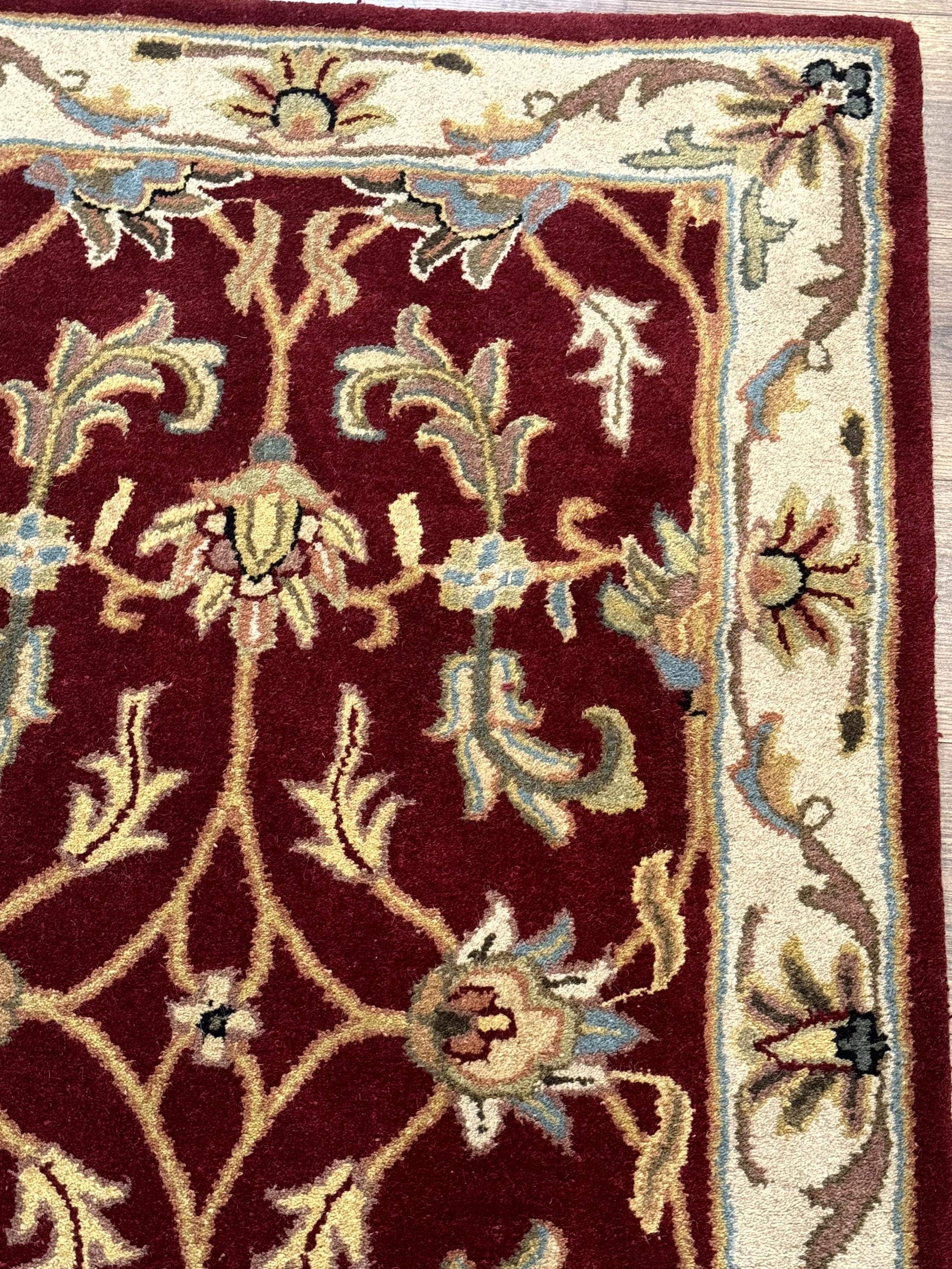 Small Floral Wool Rug 3x5, Safavieh Heritage Collection, Dark Red, Pair B - Nuvé