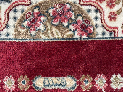 Dark Red Turkish Silk Rug 2.6 x 4, Hunting Design Scene, Bamboo Silk - Nuvé