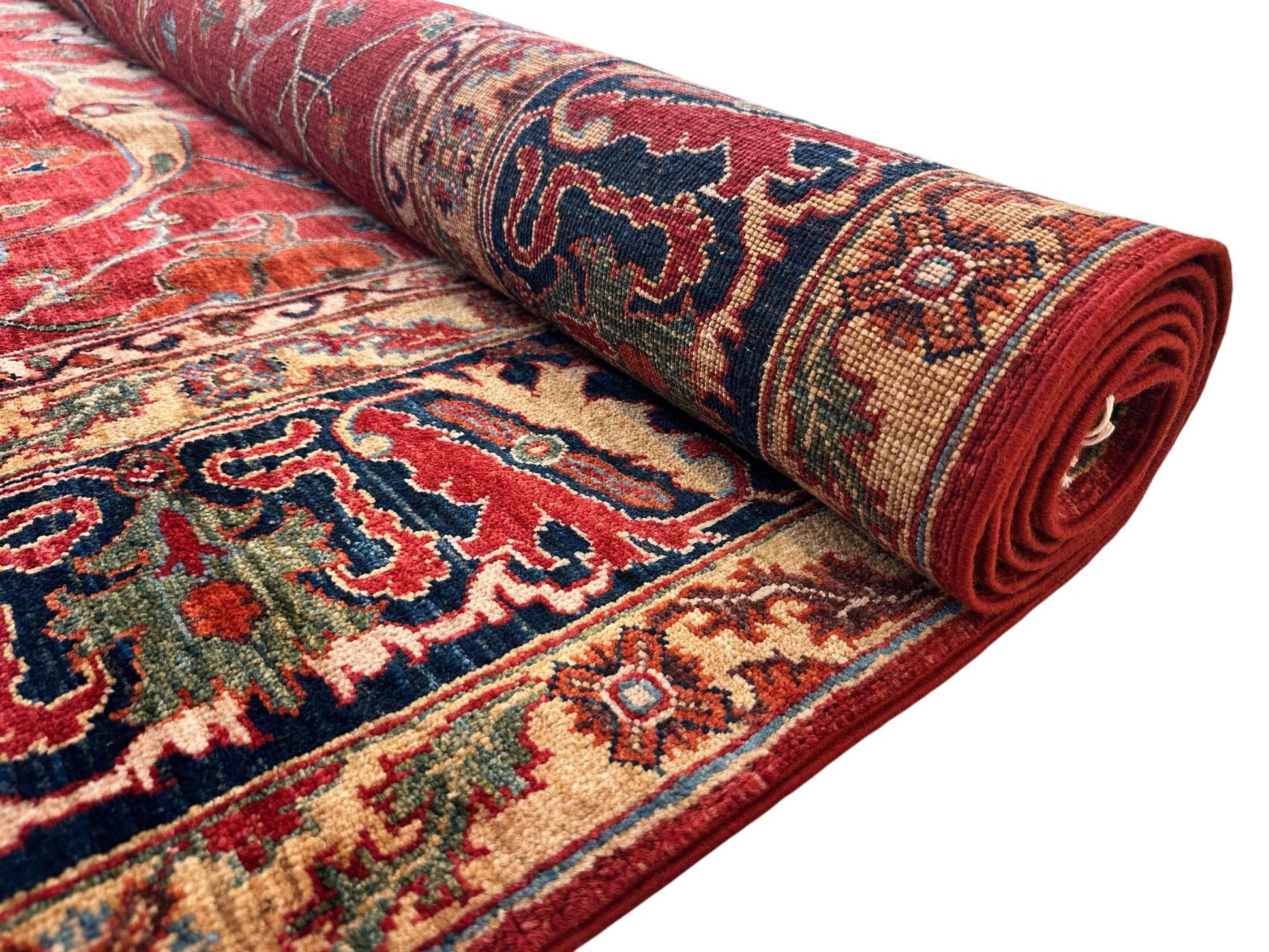 Hand-Knotted Afghani Bidjar Wool Rug – 9’x12’6” – Intricate Geometric & Floral Motifs - Nuvé