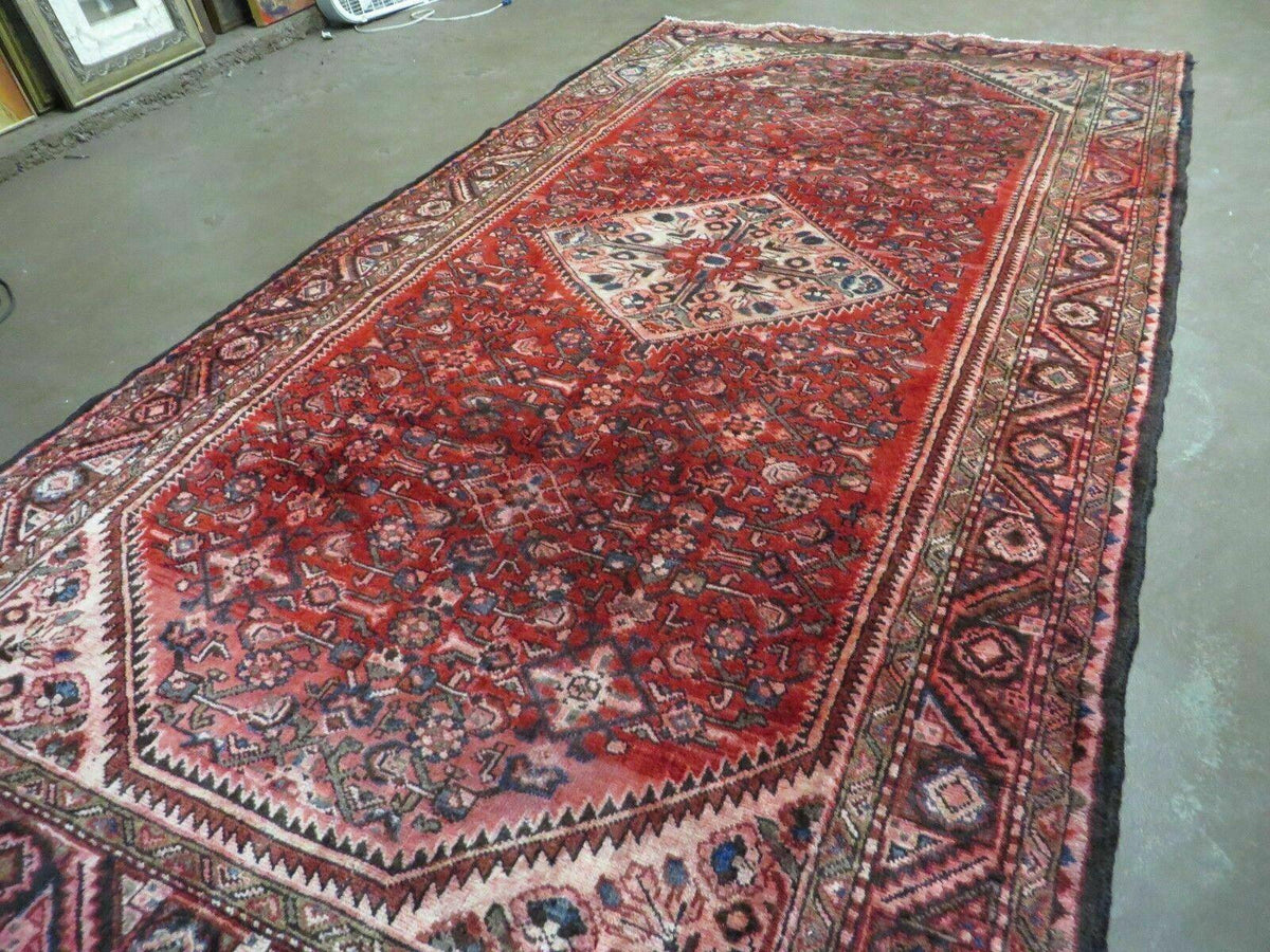 5' 6" X 10' Antique Handmade India Floral Oriental Wool Rug Veg Dyes Red Nice