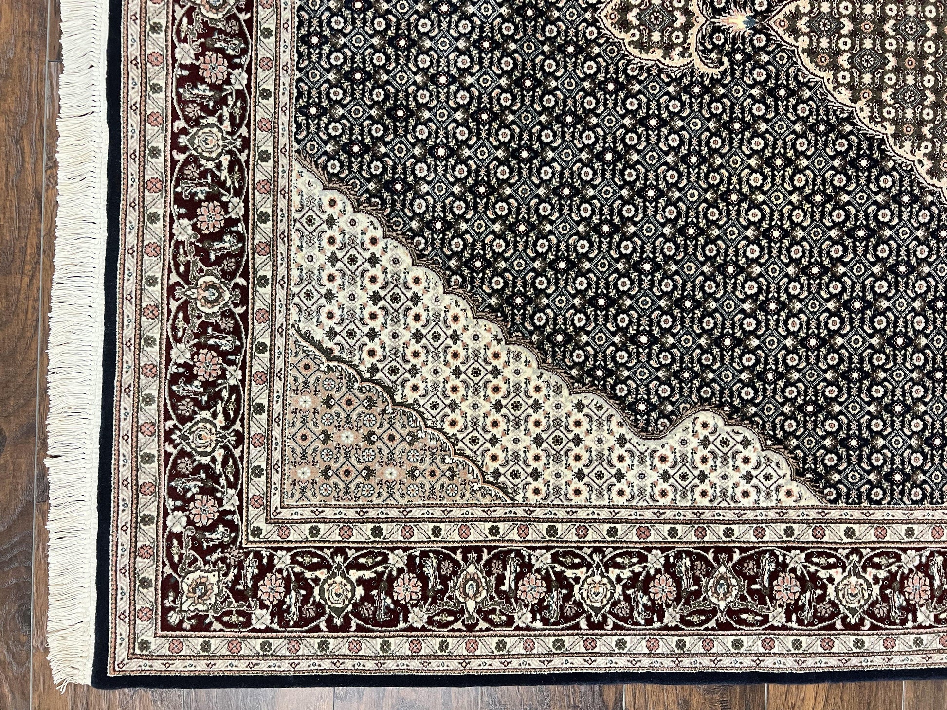 Sino Persian Rug 6x9, Herati Pattern, Vintage Handmade Hand Knotted Wool Oriental Carpet, Fine 6 x 9 Rug, Traditional Rug, Dark Blue Rug - Nuvé
