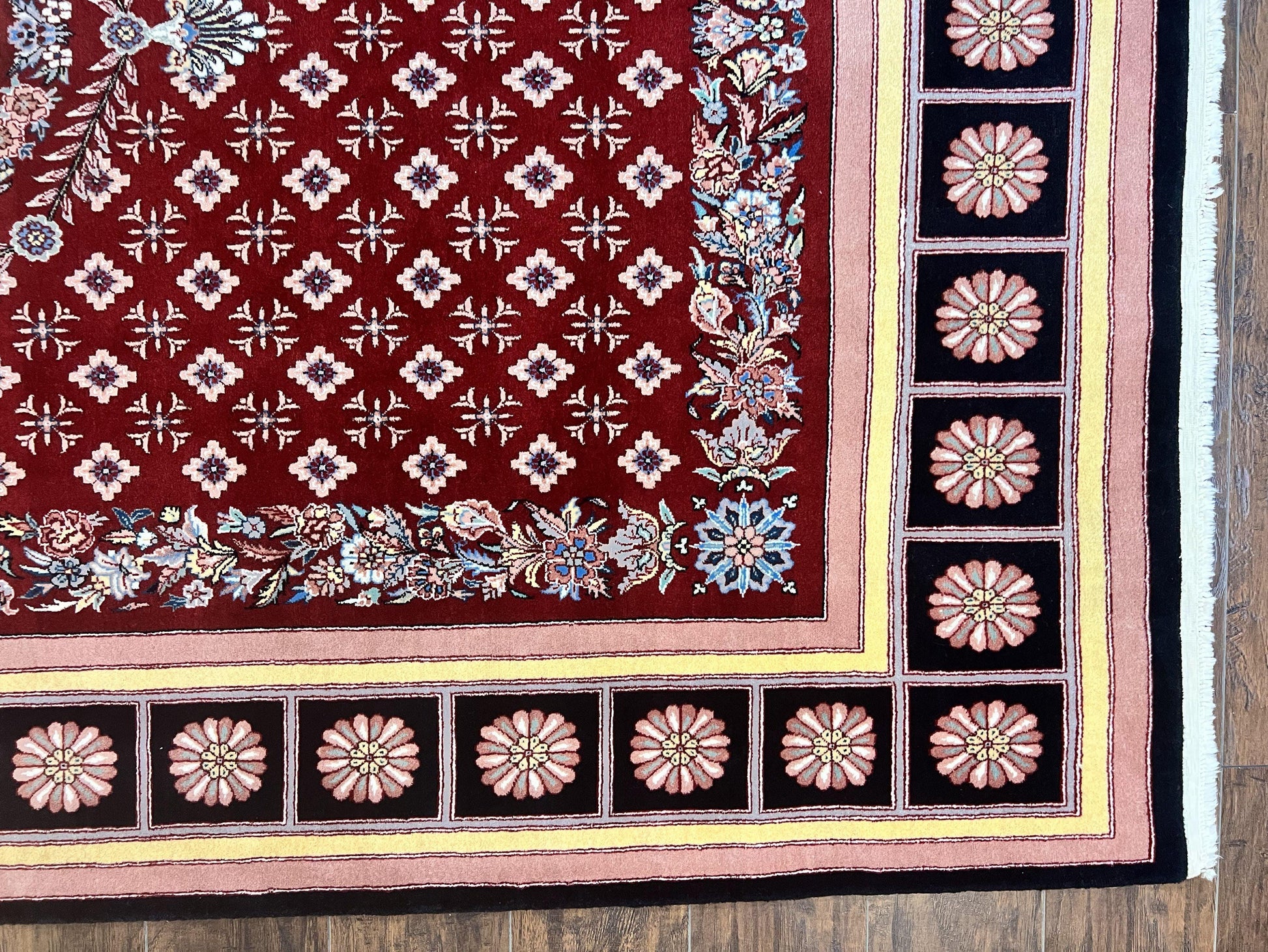 Pakistani Rug 6x9, European Aubusson Design, Wool Handmade Vintage Carpet, Dark Red, 6 x 9 Medium Sized Rug - Nuvé