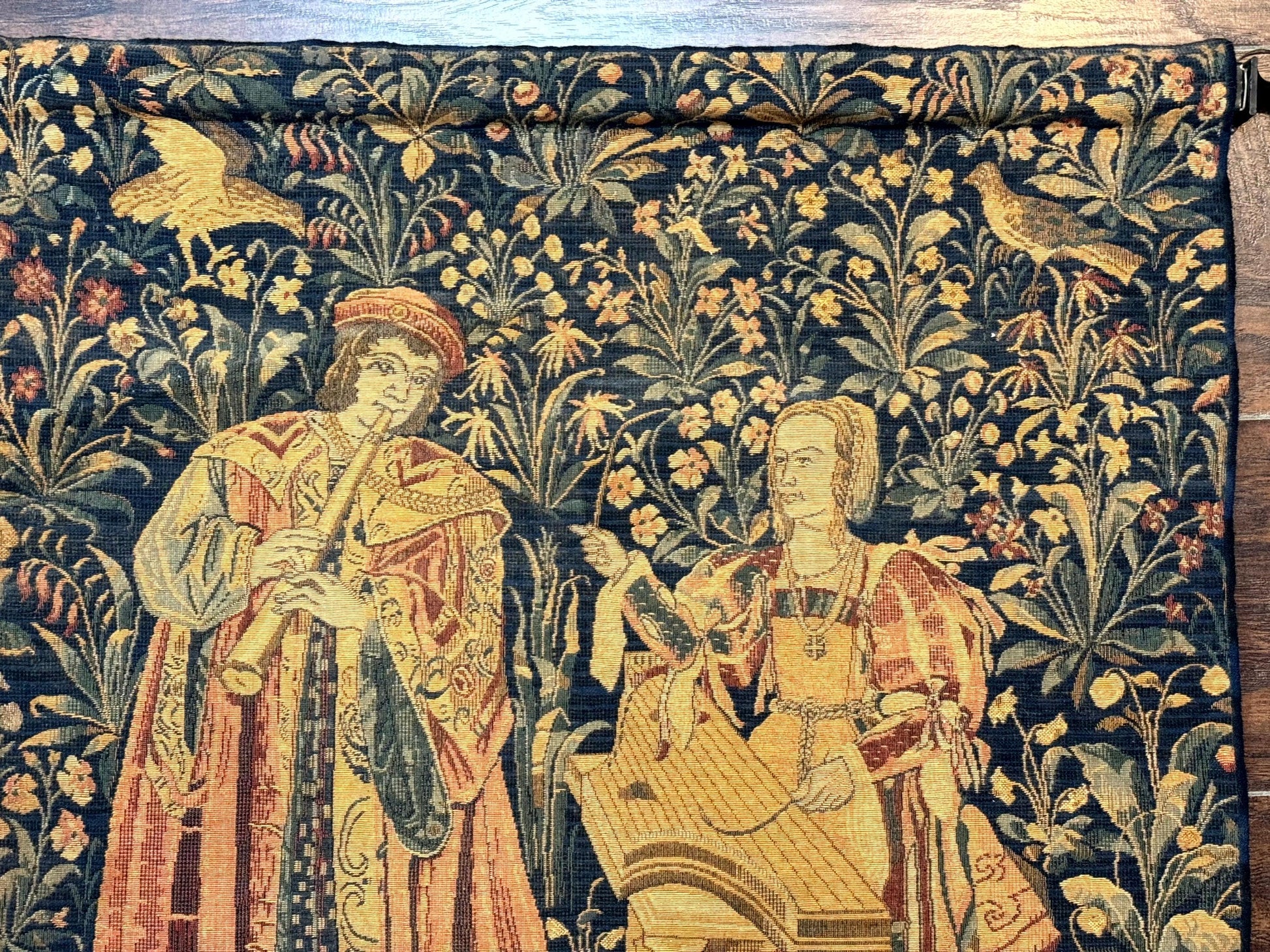 Vintage Belgium Tapestry 2x3 with Red, European Design, Flemish Tapestry - Nuvé