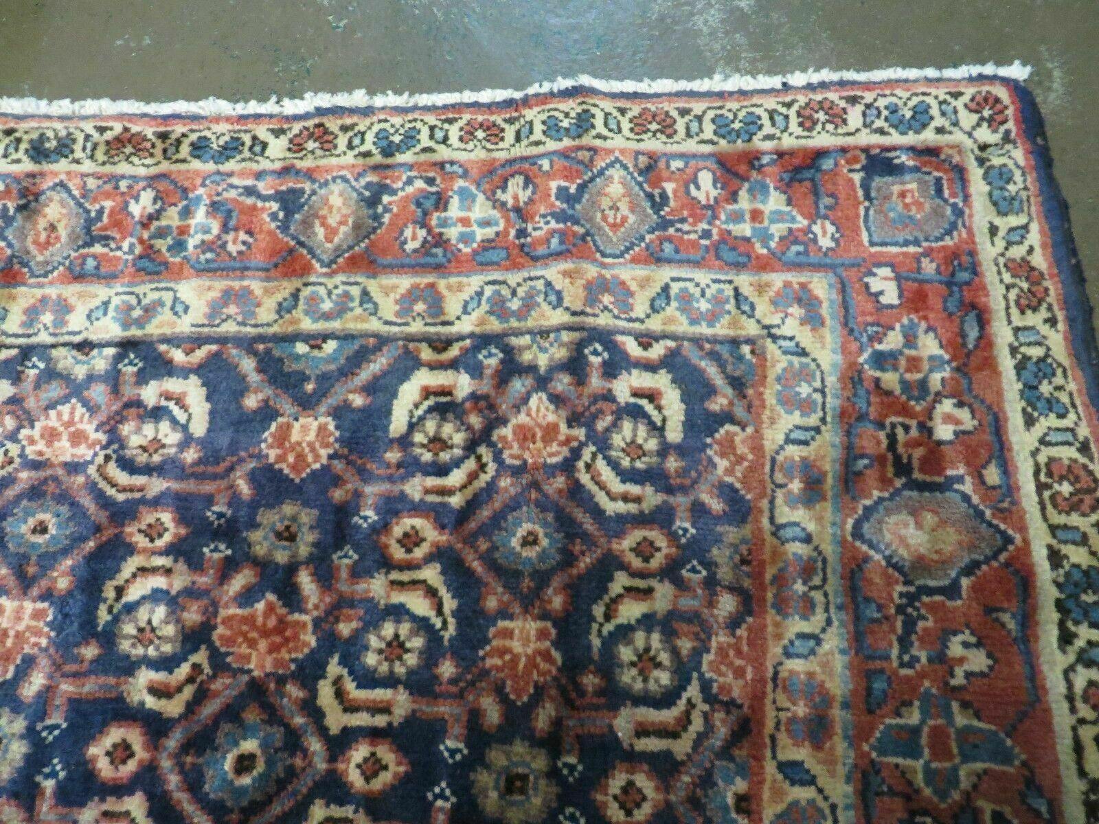 3'7" X 10' Antique Handmade India Floral Oriental Wool Runner Rug Organic Blue - Nuvé