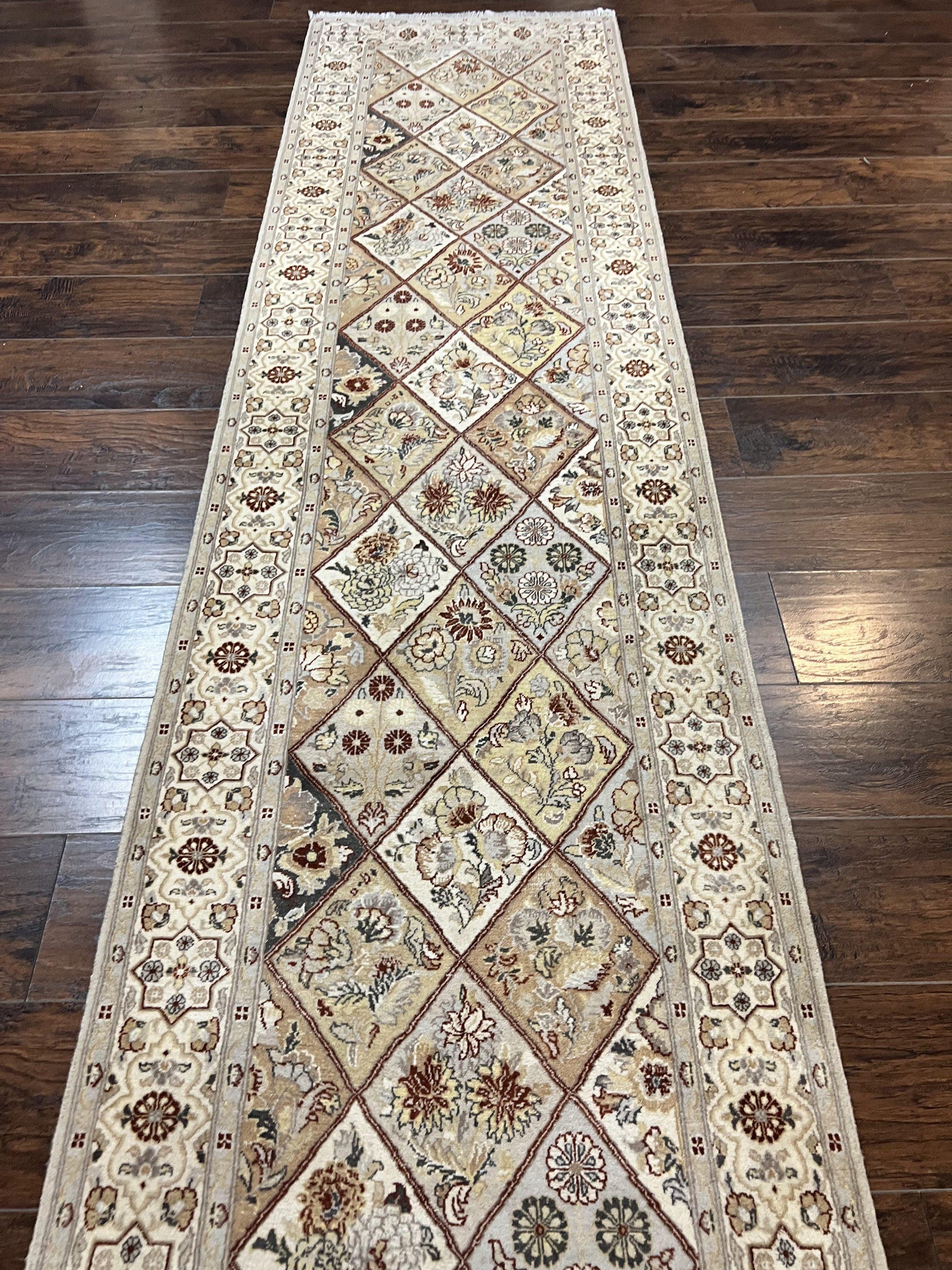 Pak Persiann Runner Rug 2.7 x 12, Handmade Wool Vintage Hallway Rug, Panel Design - Nuvé