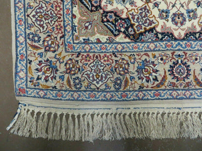 Persian Isfahan Rug 3x6, Fine 650 KPSI, Hand Knotted, Ivory