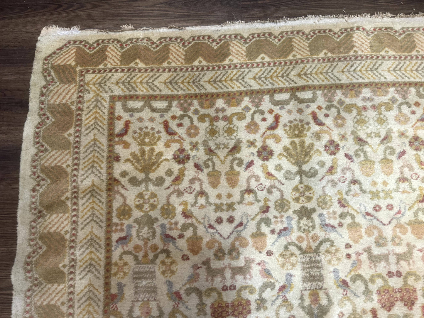 Large Spanish Portuguese Rug 9x15, Beige, Vintage, Allover Pattern, Wool - Nuvé