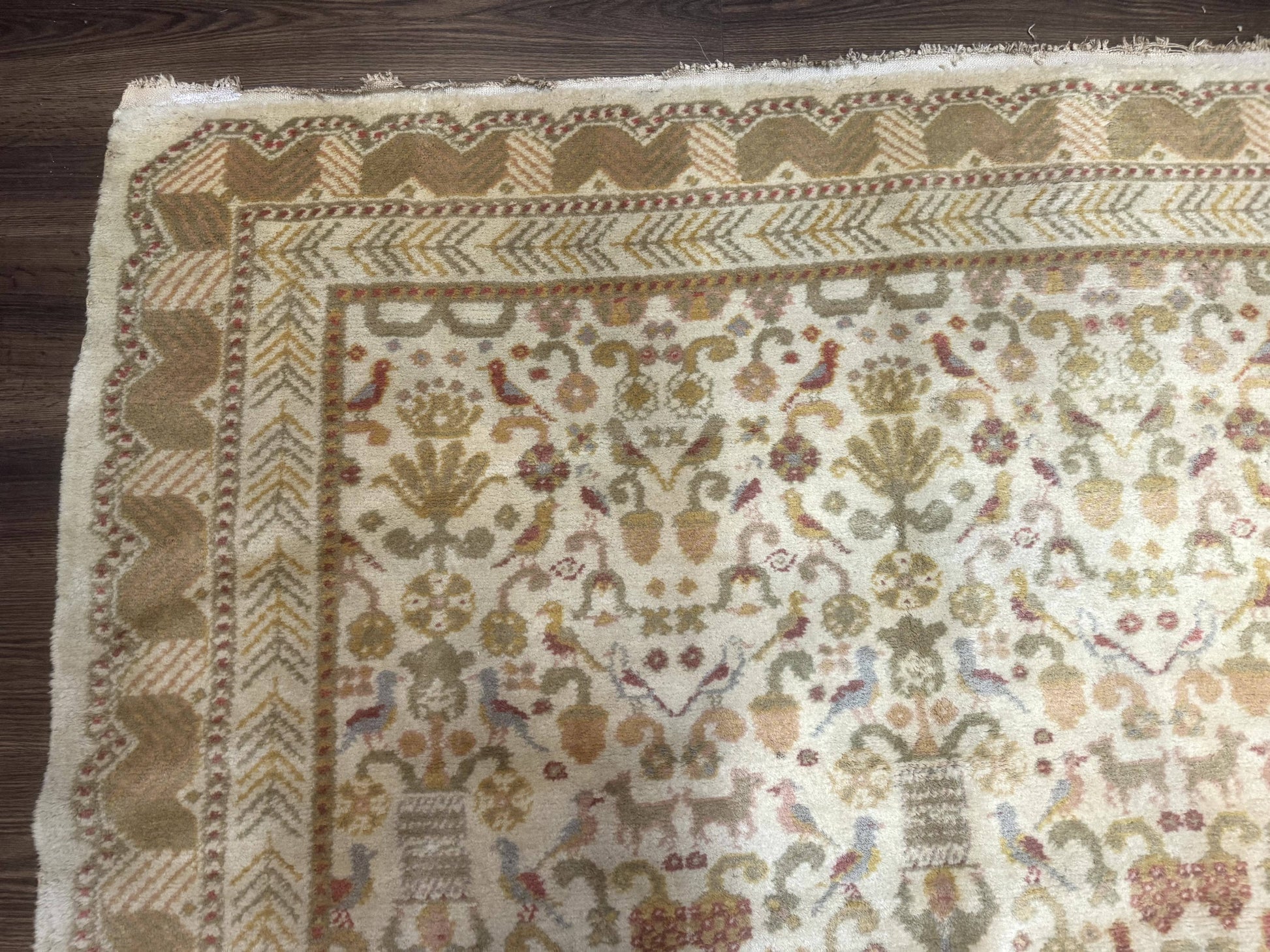 Large Spanish Portuguese Rug 9x15, Beige, Vintage, Allover Pattern, Wool - Nuvé