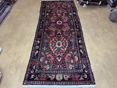 3' 4" X 9' Antique Handmade Wool Rug Runner Floral Organic Dyes Red Nice - Nuvé