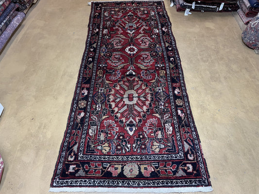3' 4" X 9' Antique Handmade Wool Rug Runner Floral Organic Dyes Red Nice - Nuvé