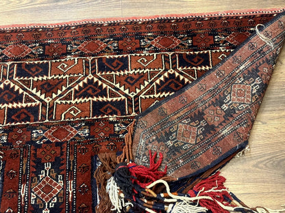 Antique Afghan Beshir Tent Header Textile Rug, Tribal Collectible, Wool