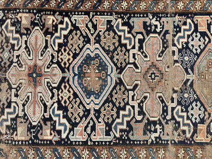 Antique Persian Tribal Runner Rug 4.6 x 9.8, Kurdish Runner, Rug for Hallway or Kitchen, 1920s Carpet, Wool Handmade Rug - Nuvé