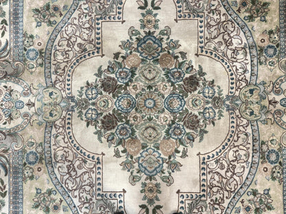 Pak Persian Rug 8 x 10.6, Elegant Oriental Carpet, Floral Medallion, Vintage Handmade Wool Rug, FIne 240 KPSI - Nuvé