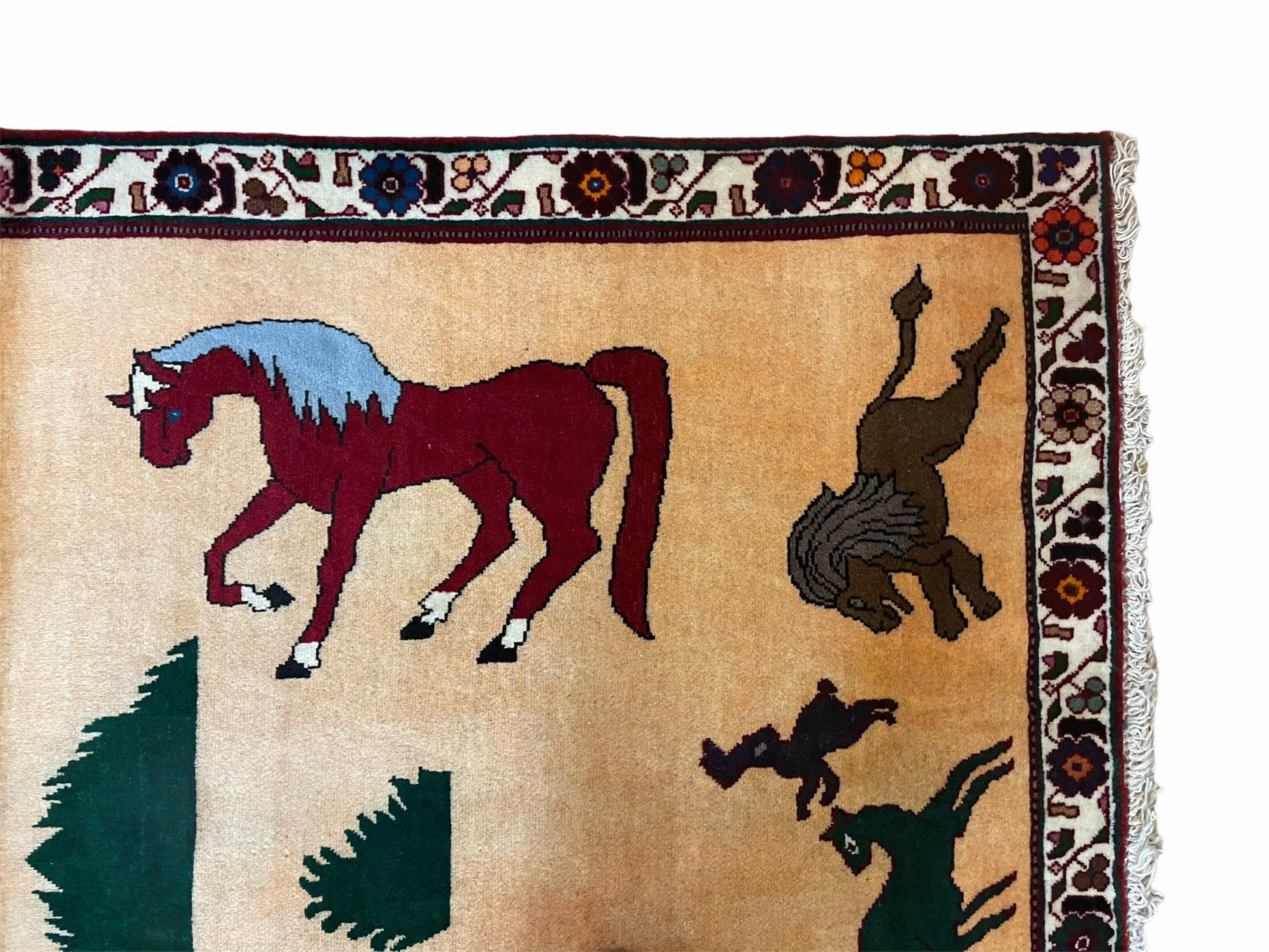 4x6 Rug Handmade Zagros Quality Wool Horses Tribal Hand-Knotted Rug Veggie Dye - Nuvé