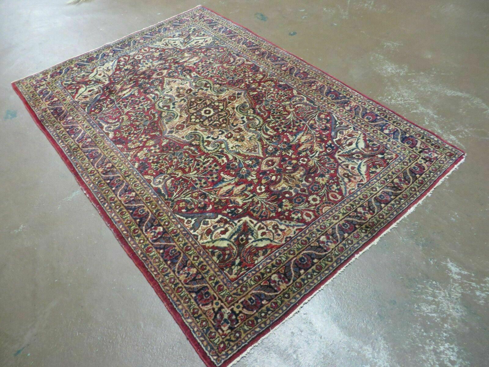 3' 5" X 5' Antique Handmade Indian Agra Fine Weave Wool Rug Organic dye Nice - Nuvé