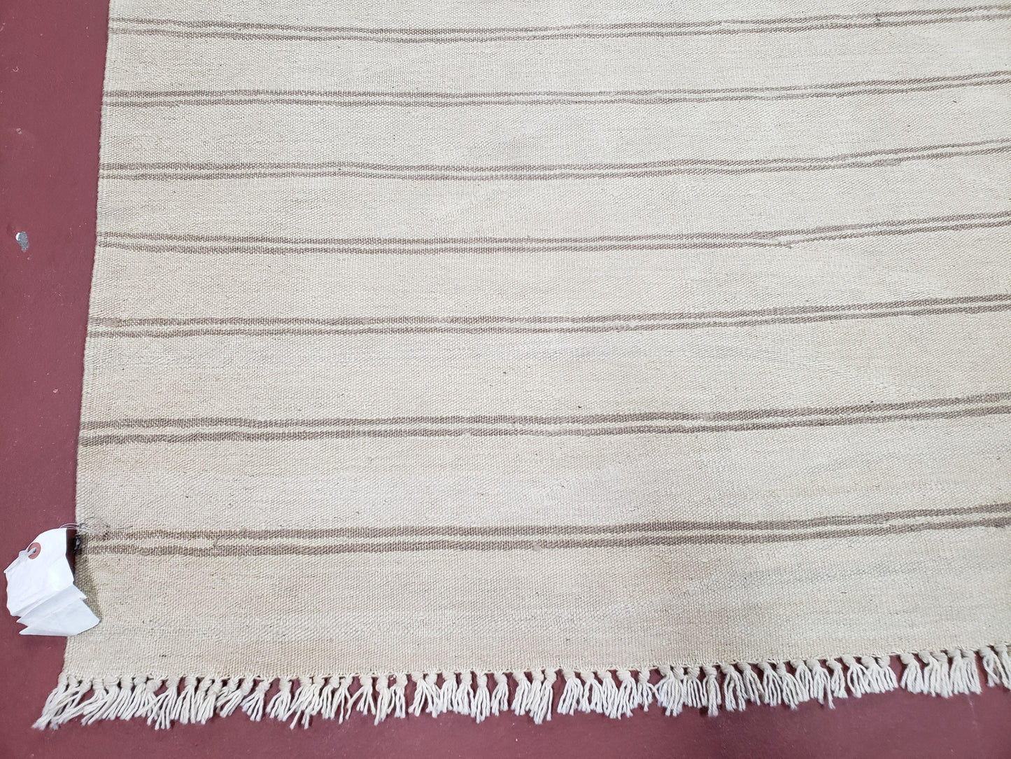 New Striped Turkish Kilim Area Rug 4x6 ft, Hand-Knotted, Wool, Light Gray, Earth Tone Decor, Flatweave Kilim, Two Toned Rug, Southwestern - Nuvé