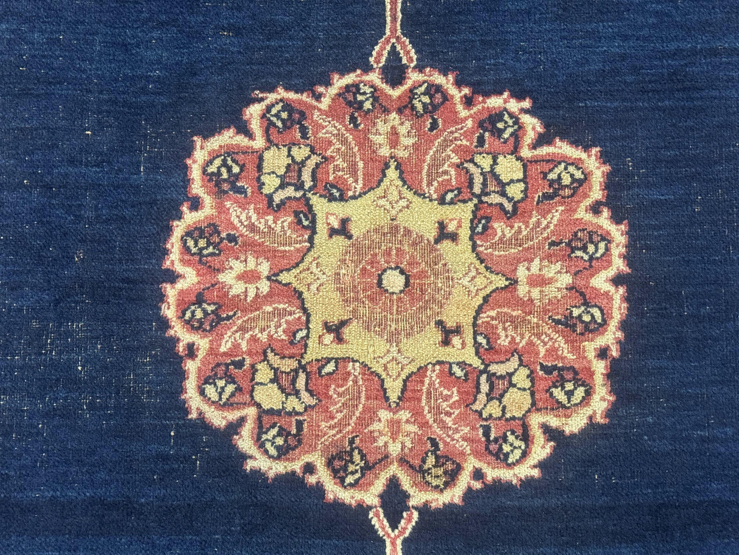 Antique Persian Mashad Rug 4x6, Semi Open Field, Navy Blue, Lion Pictorials, Triple Medallion, Dorokhsh Rug - Nuvé