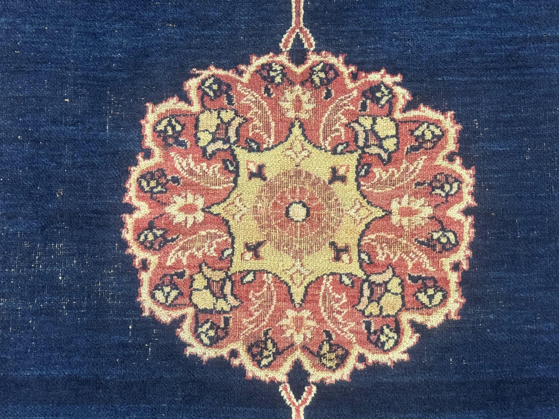 Antique Persian Mashad Rug 4x6, Semi Open Field, Navy Blue, Lion Pictorials, Triple Medallion, Dorokhsh Rug - Nuvé