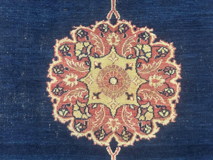 Antique Persian Mashad Rug 4x6, Semi Open Field, Navy Blue, Lion Pictorials, Triple Medallion, Dorokhsh Rug - Nuvé