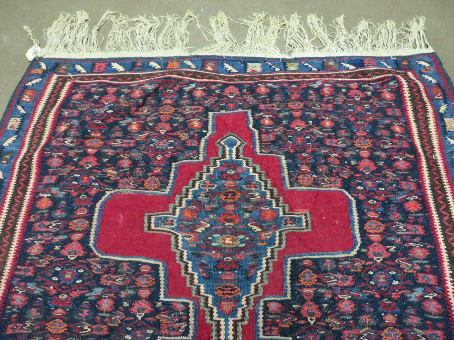 4' X 5' Antique Handmade Turkish Wool Kilim Flat weave Rug Blanket Tribal - Nuvé