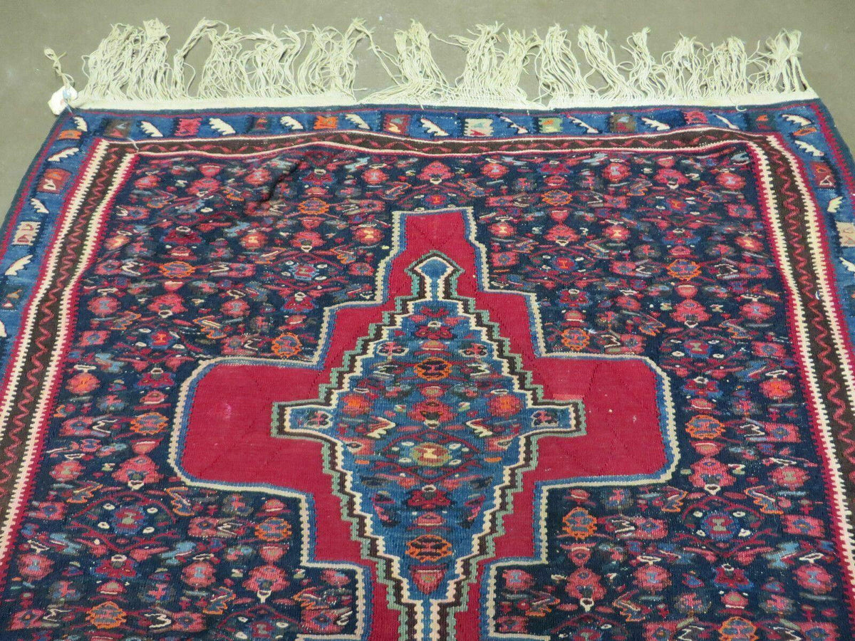 4' X 5' Antique Handmade Turkish Wool Kilim Flat weave Rug Blanket Tribal