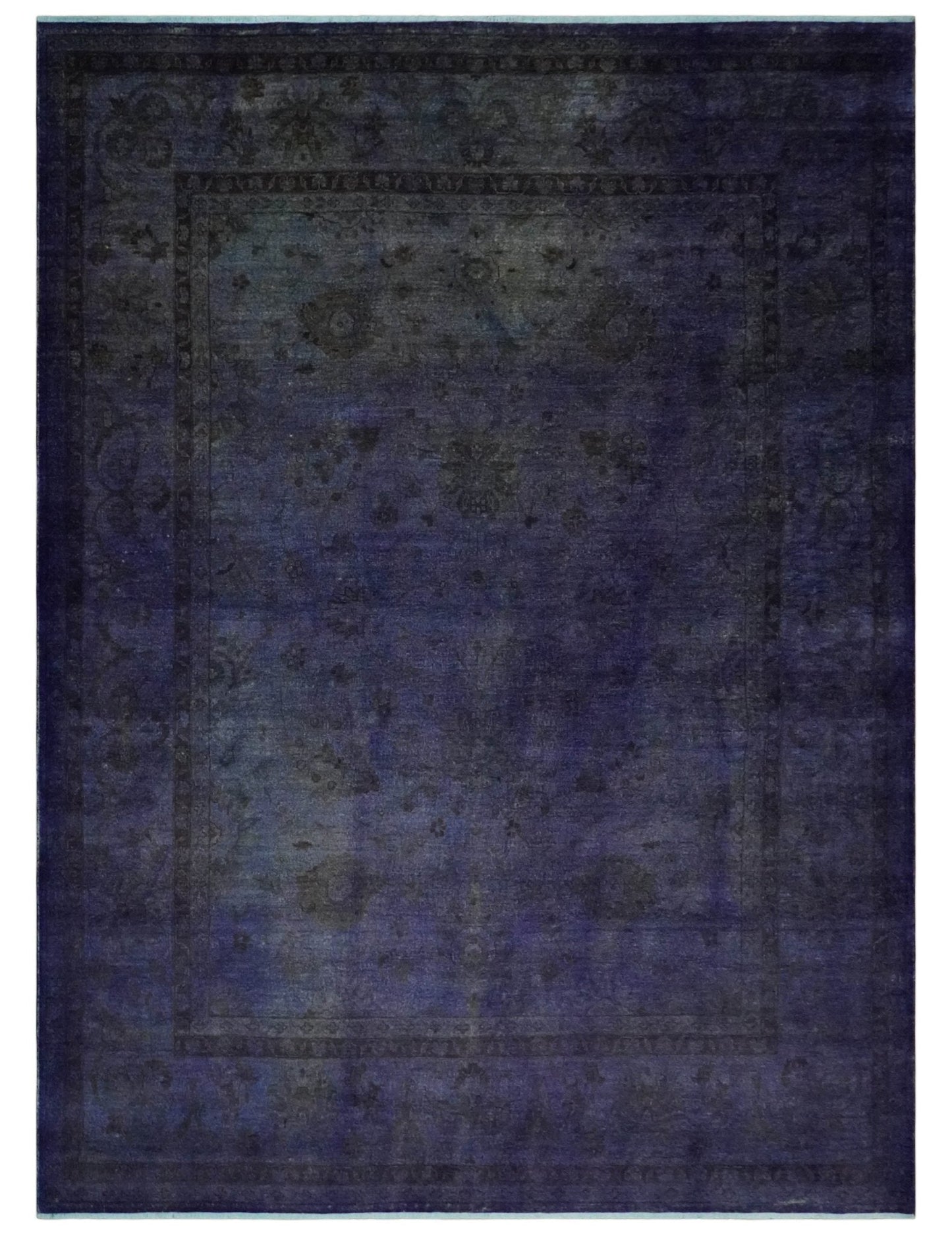 8.4x11.5 Overdyed Royal Dark Purple Hand Knotted Traditional Oushak Wool Area Rug - Nuvé