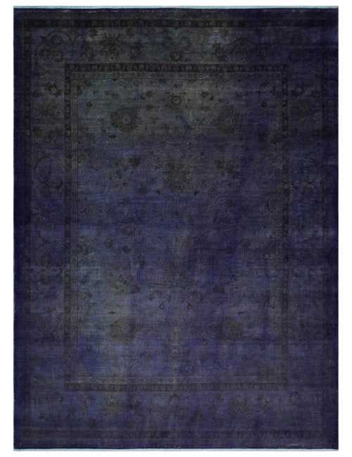 8.4x11.5 Overdyed Royal Dark Purple Hand Knotted Traditional Oushak Wool Area Rug - Nuvé