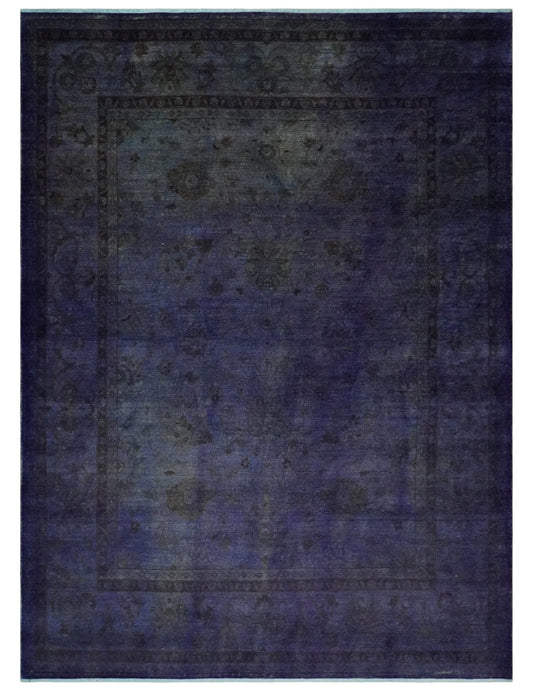 8.4x11.5 Overdyed Royal Dark Purple Hand Knotted Traditional Oushak Wool Area Rug - Nuvé