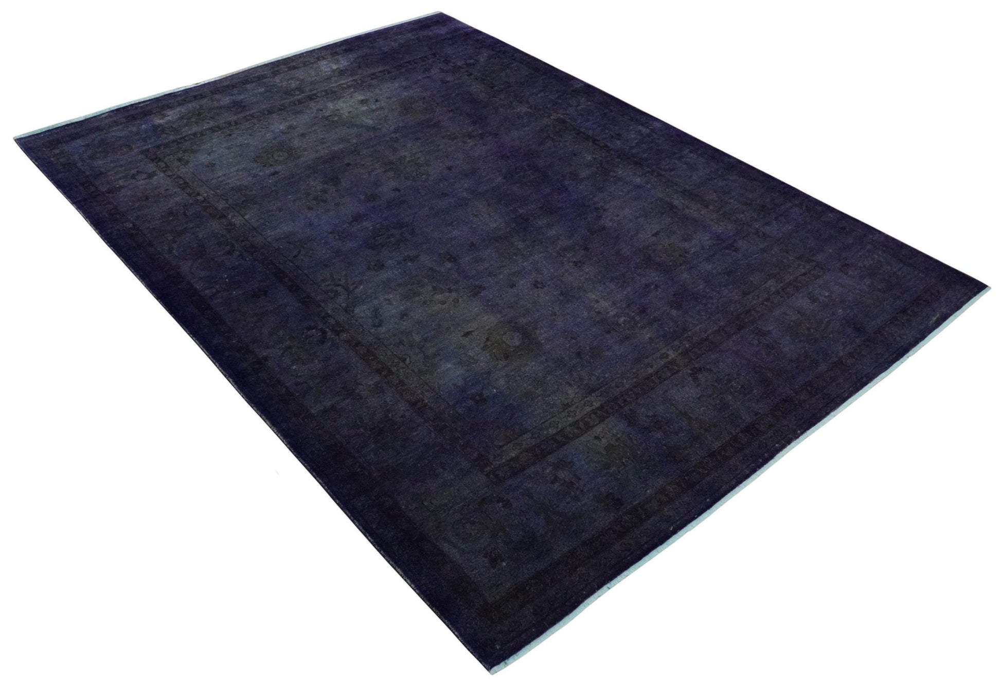 8.4x11.5 Overdyed Royal Dark Purple Hand Knotted Traditional Oushak Wool Area Rug - Nuvé