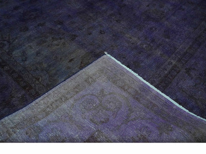8.4x11.5 Overdyed Royal Dark Purple Hand Knotted Traditional Oushak Wool Area Rug - Nuvé