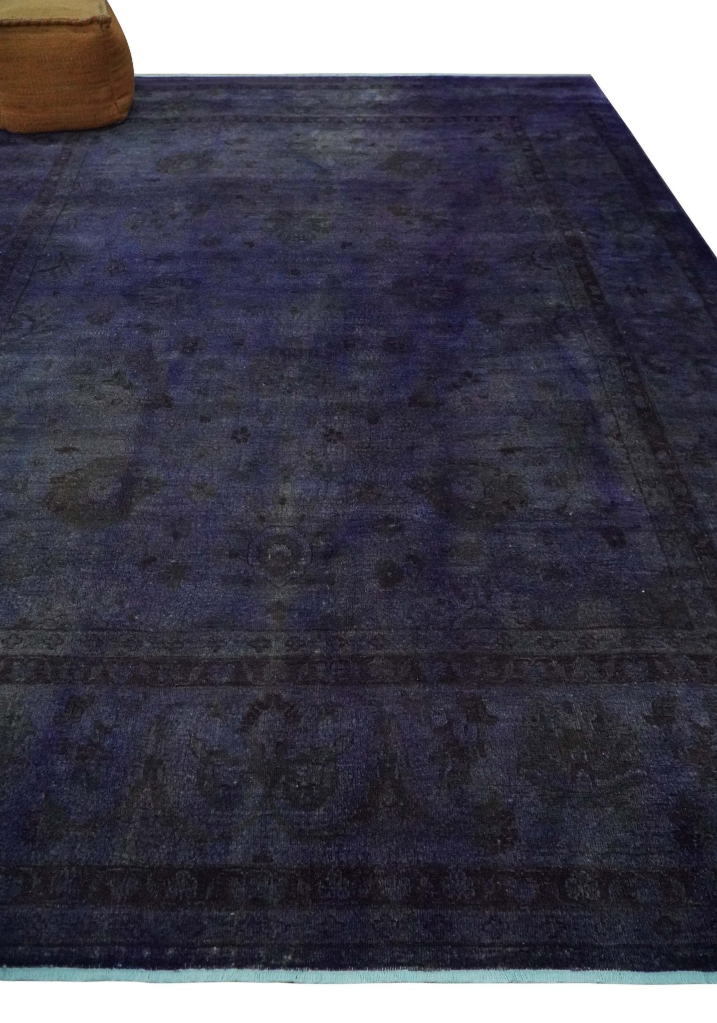 8.4x11.5 Overdyed Royal Dark Purple Hand Knotted Traditional Oushak Wool Area Rug - Nuvé