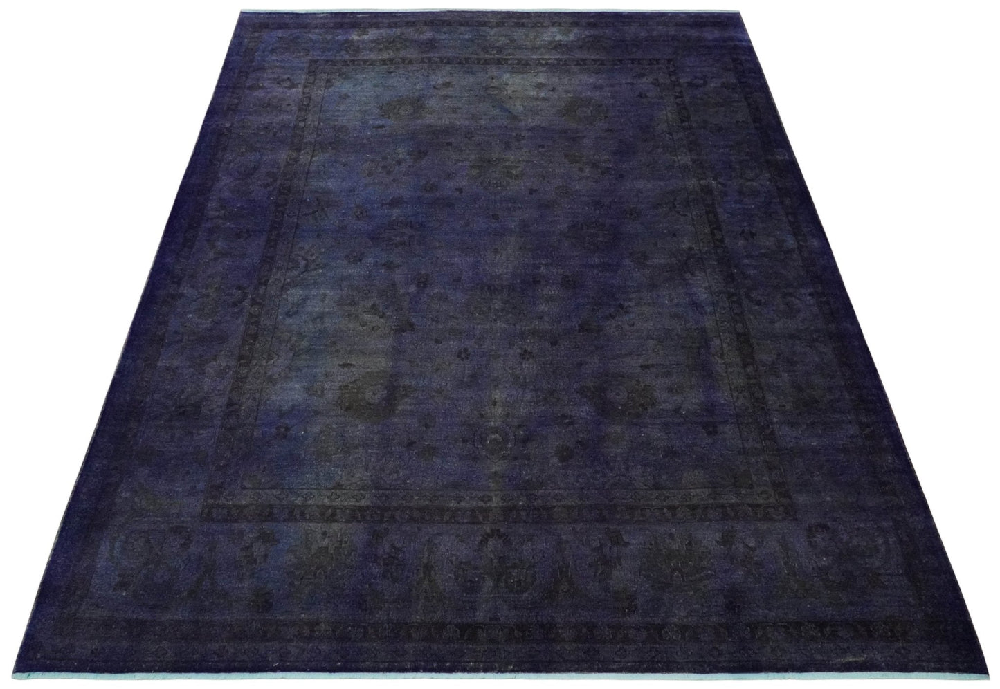 8.4x11.5 Overdyed Royal Dark Purple Hand Knotted Traditional Oushak Wool Area Rug - Nuvé