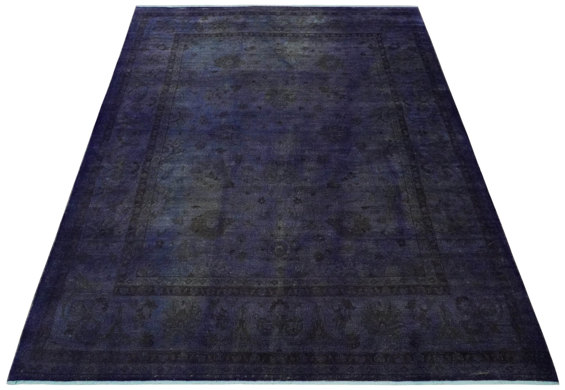 8.4x11.5 Overdyed Royal Dark Purple Hand Knotted Traditional Oushak Wool Area Rug - Nuvé