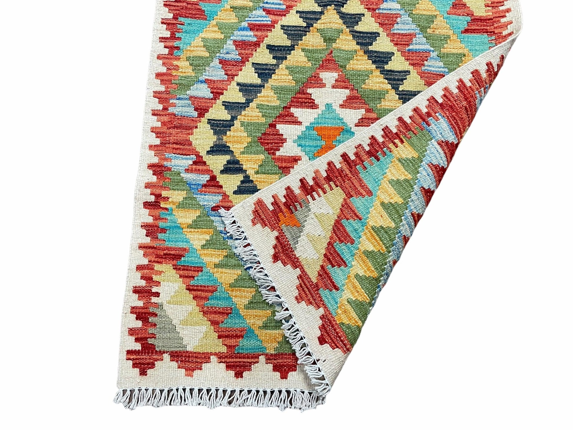 Small Kilim Rug 2x3 Colorful Turkish Kilim Accent Rug New Flatweave Wool Kilim Chobi Kilim Diamond Zigzag Playroom Rug - Nuvé