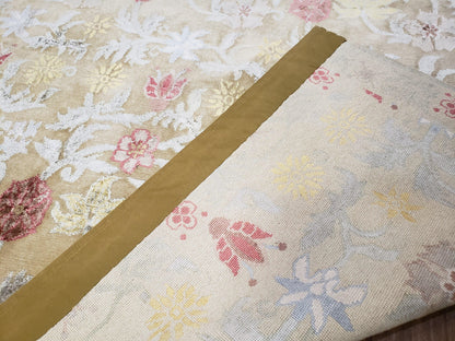 Modern Tibetan Rug 6x9, Wool and Silk Tibetan Rug, Handmade Tibetan Rug, Silk Flowers, Contemporary Rug, Soft Rug, Tibetan Area Rug, Tan - Nuvé