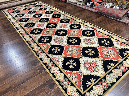 Wide Runner Rug 6x17 ft, Custom Made Vintage Stark Carpet 6 x 17 ft, Red Black Ivory, Corridor Hallway Rug, European Panel Design, Floral - Nuvé