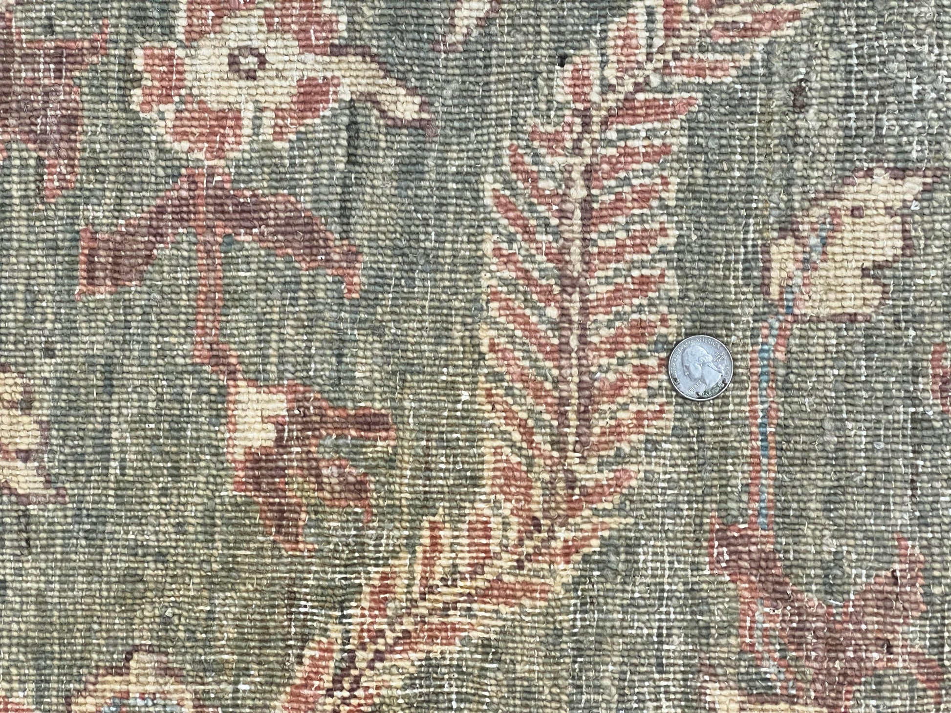 Large Modern Pakistani Rug 9x12, Handmade Wool Carpet, Peshawar Rug, Hand Knotted Oriental Rug, Contemporary, Floral, Light Green - Nuvé