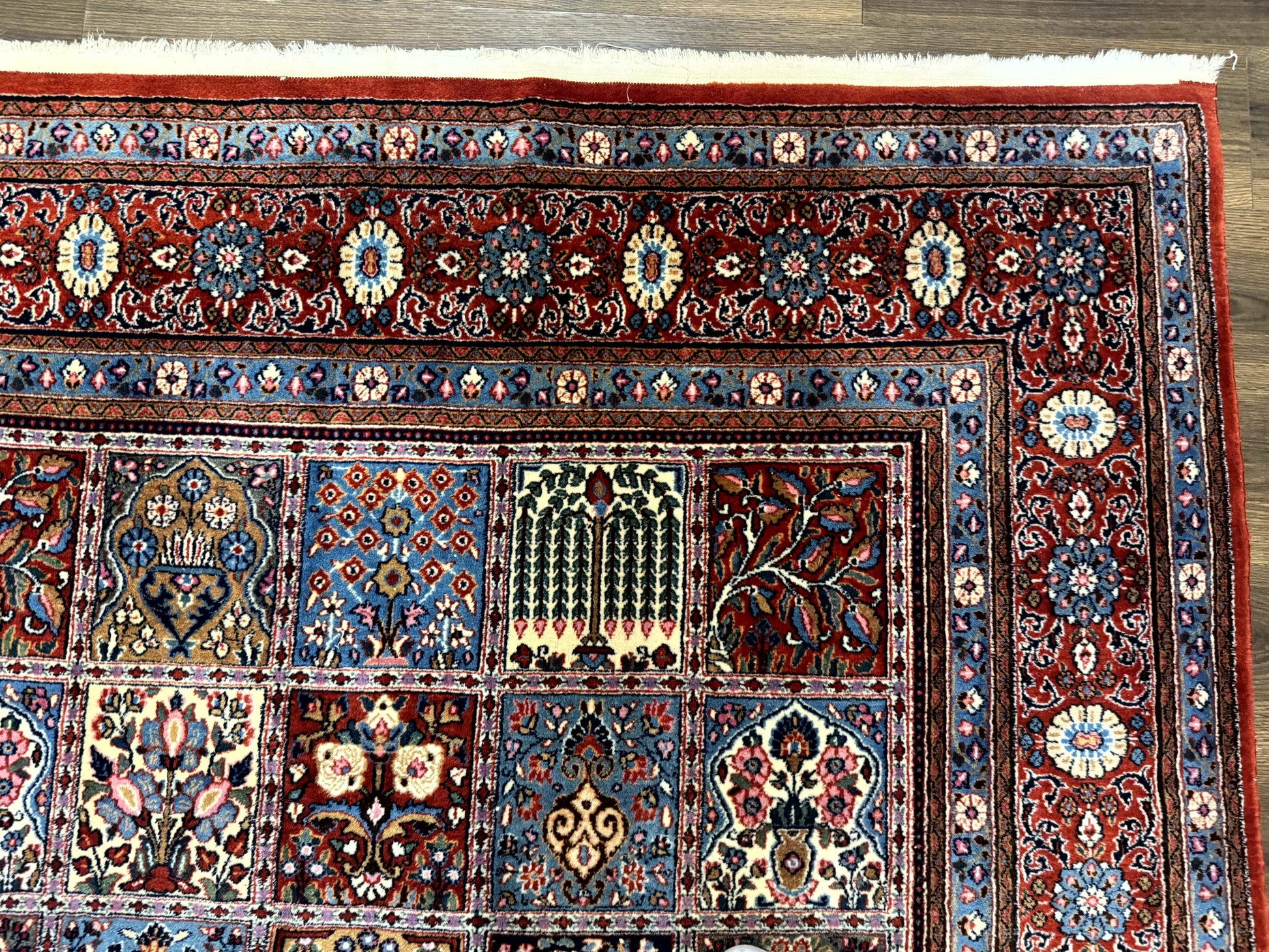 Wonderful Persian Qum Rug 10x13, Panel Design, Fine 260 KPSI, Signed, Red Multicolor - Nuvé