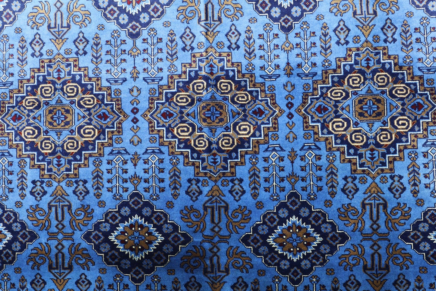 Hand-Knotted Zerkhaki Afghan Wool Area Rug – 6'6" x 10' | Elegant Blue Tones, Handmade Quality - Nuvé