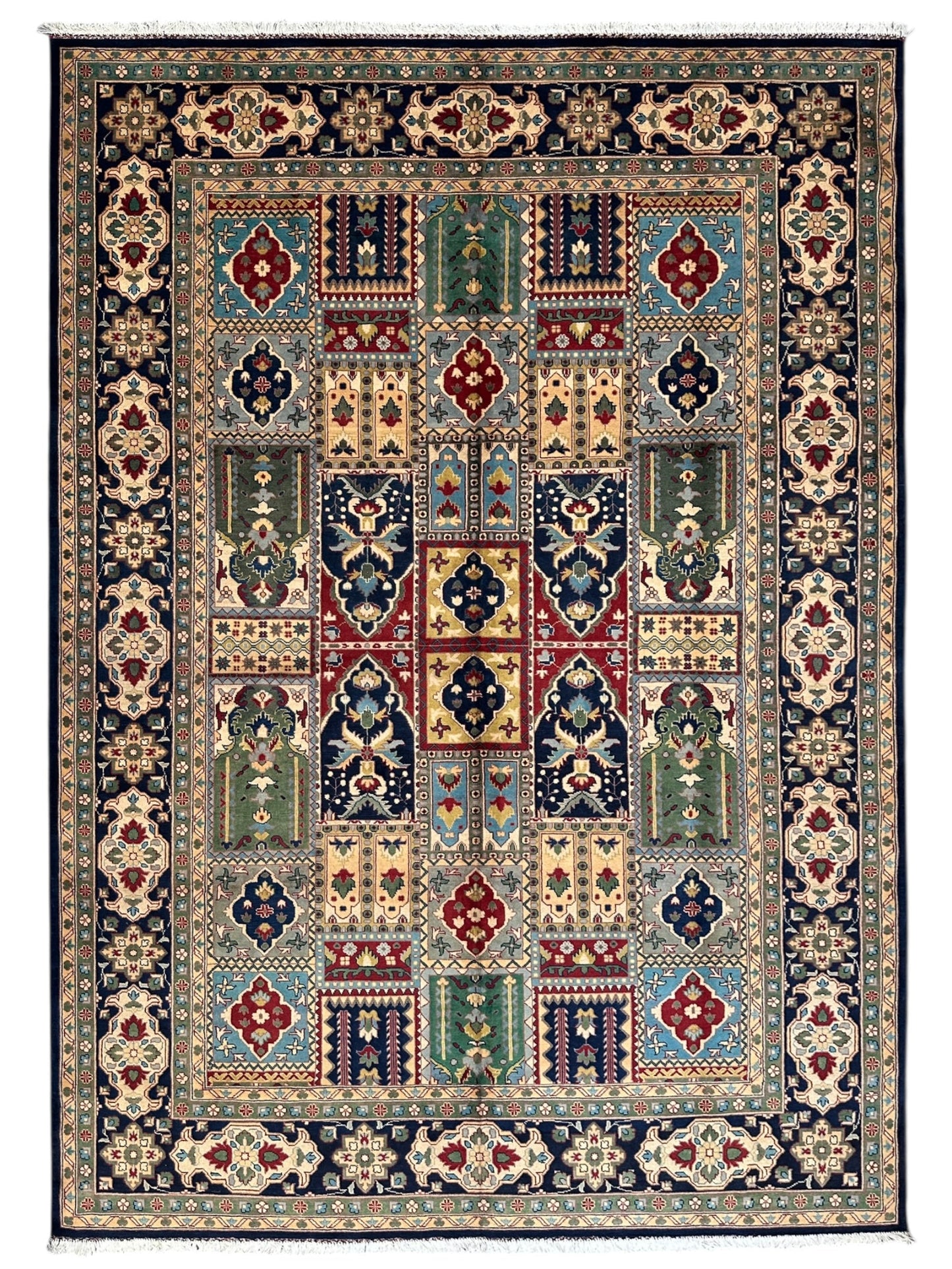 Hand-Knotted Afghani Bakhtiari Garden Rug | 6'9" x 9'10" Wool Area Rug - Nuvé
