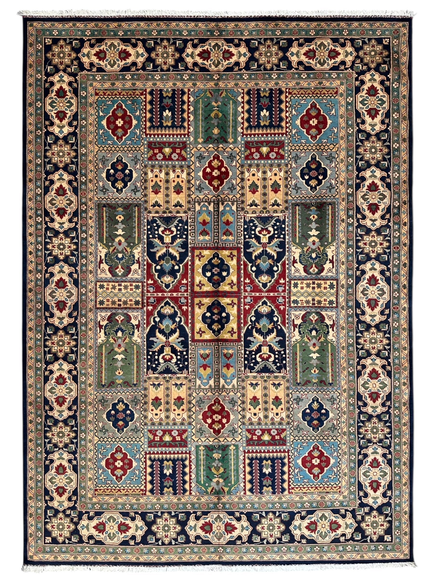 Hand-Knotted Afghani Bakhtiari Garden Rug | 6'9" x 9'10" Wool Area Rug - Nuvé