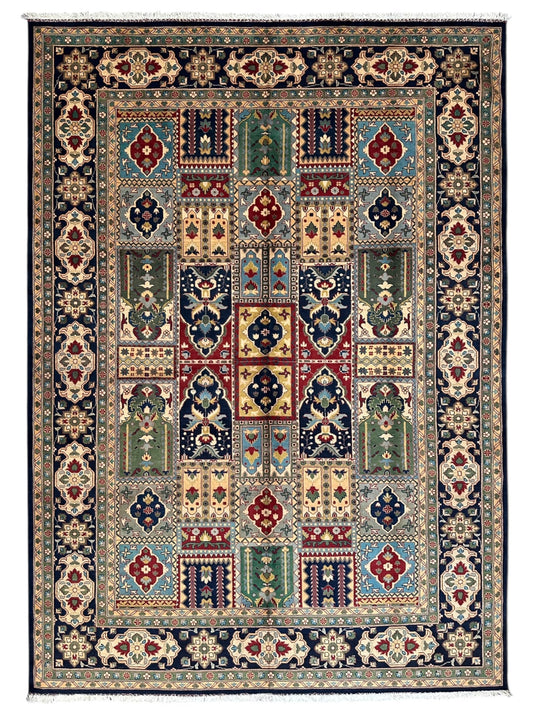 Hand-Knotted Afghani Bakhtiari Garden Rug | 6'9" x 9'10" Wool Area Rug - Nuvé