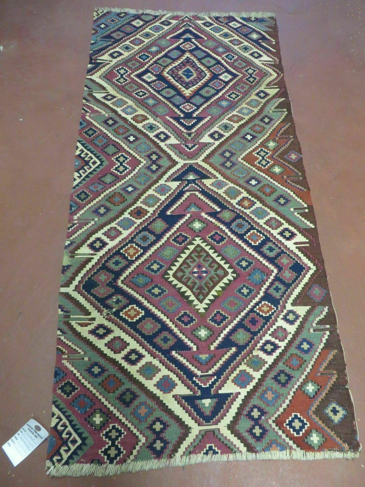 2' 1" X 4' 4" Antique Handmade Bagface Kilim Shirvan Caucasian Wool Rug Nice - Nuvé