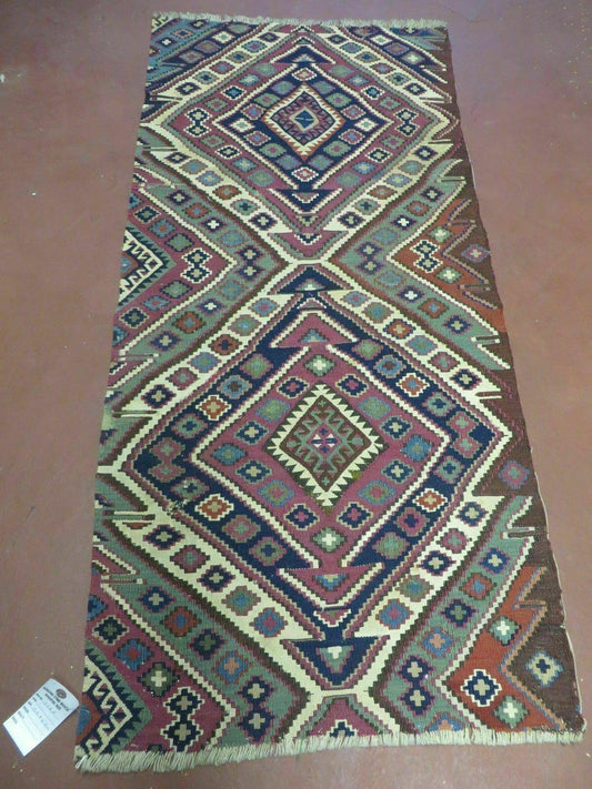 2' 1" X 4' 4" Antique Handmade Bagface Kilim Shirvan Caucasian Wool Rug Nice - Nuvé