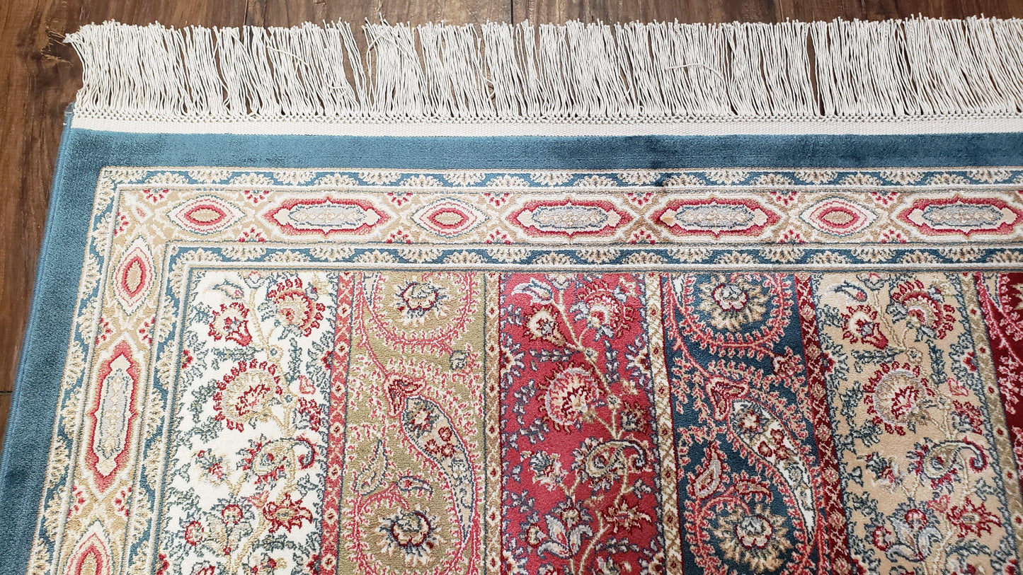 Paisley Pattern Silk Rug, Boteh Design, All Silk Accent Rug, Oriental Carpet, Very Detailed, 2' 8" x 4' 1", New, Bamboo Silk - Nuvé